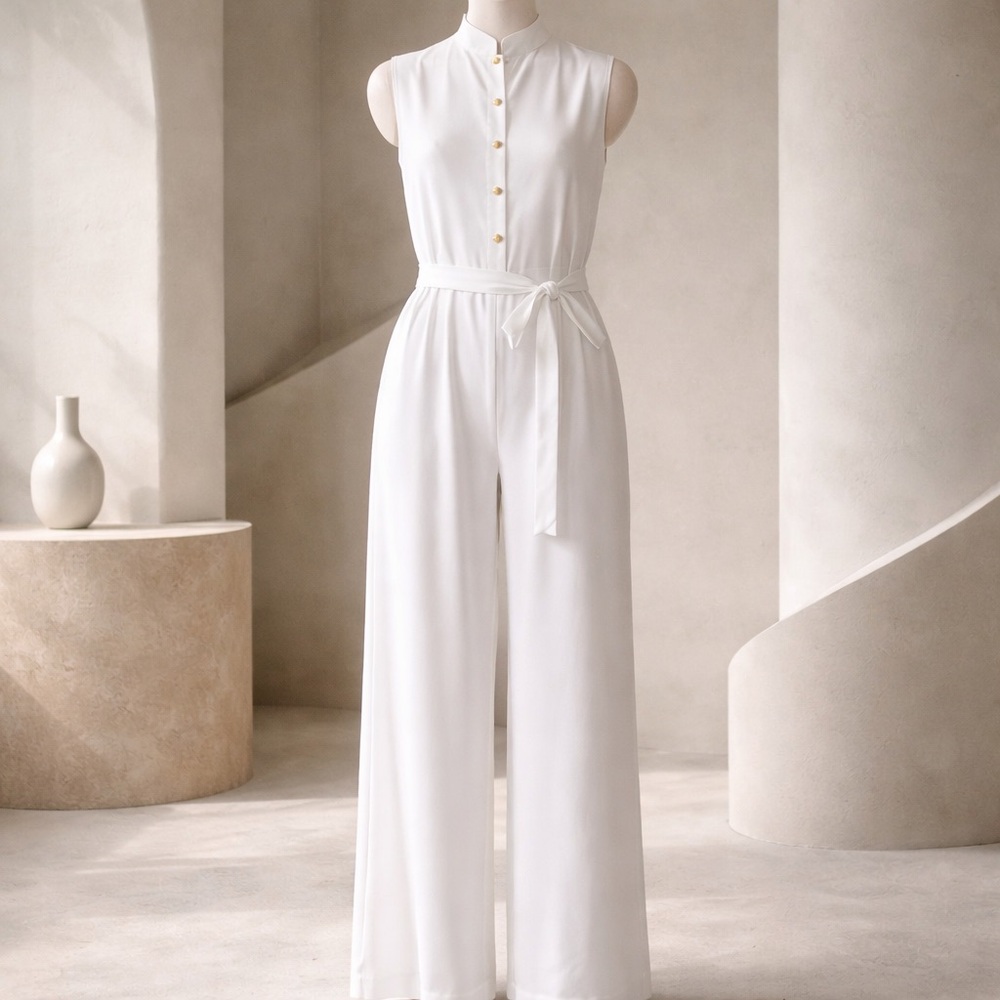 Elegant White Sleeveless Jumpsuit new size XXL.  SKU 2932